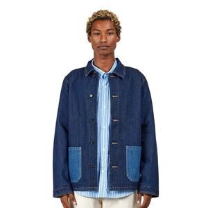 A.P.C. Indigo Anthonin Denim Patch Pocket Button Front Jean Jacket Size Small